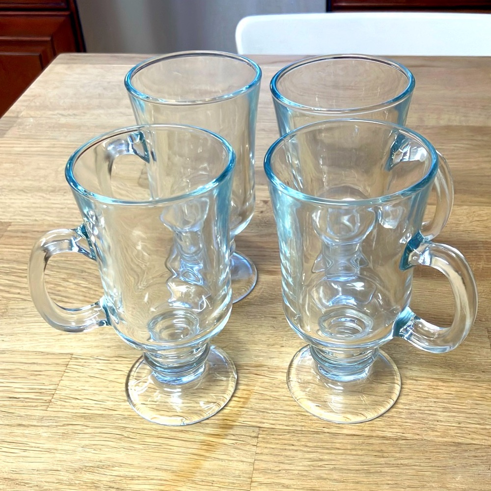 Espresso clear glass 4 set mugs/new